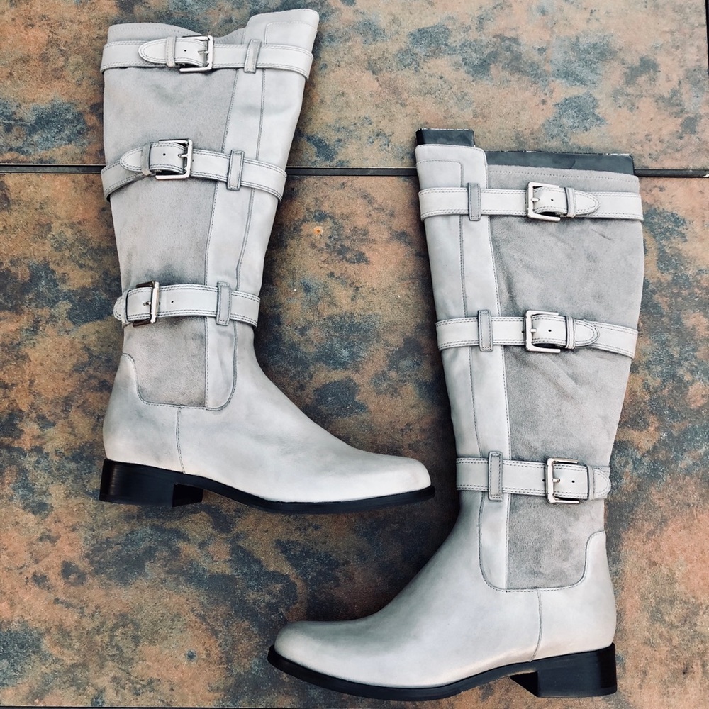 • Cole Han suede/leather buckle boots •